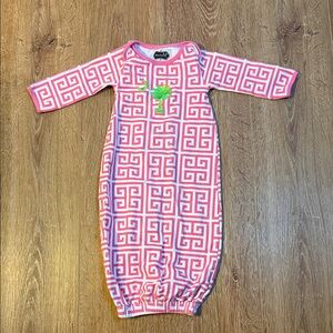 3/$20 Mud Pie Pink and White Patterned Kids Sleep Sack Preppy  Palm Tree